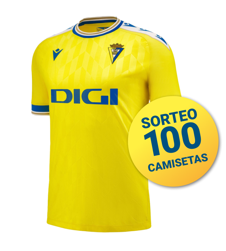 Contrata tu conexión a internet con la fibra óptica de DIGI y participa en el sorteo de 100 camisetas oficiales del Cádiz CF. Para participar en el sorteo de la camiseta oficial de la primera equipación del Cádiz CF, es necesario contratar fibra DIGI en cualquiera de sus modalidades y rellenar el formulario.