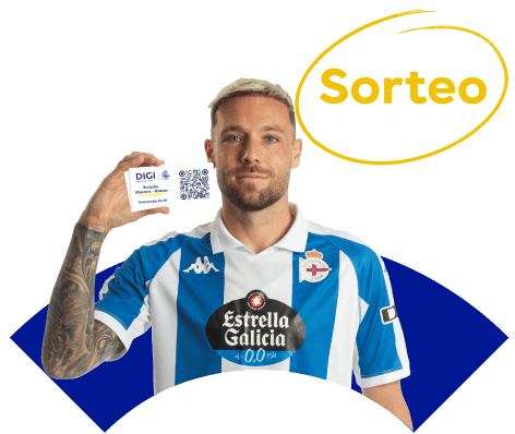 Contrata DIGI TV y participa en el sorteo de una entrada doble para los partidos de todas las competiciones que el RC Deportivo juegue en Riazor. Para participar en el sorteo, es necesario contratar DIGI TV en cualquiera de sus modalidades y rellenar el formulario