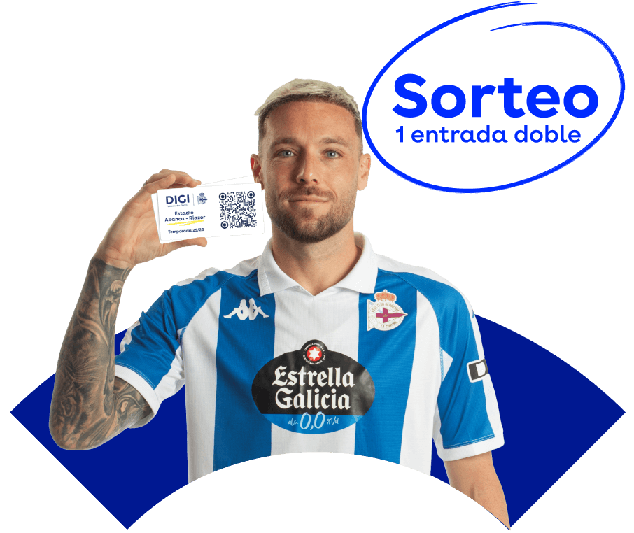 Contrata DIGI TV y participa en el sorteo de una entrada doble para los partidos de todas las competiciones que el RC Deportivo juegue en Riazor. Para participar en el sorteo, es necesario contratar DIGI TV en cualquiera de sus modalidades y rellenar el formulario