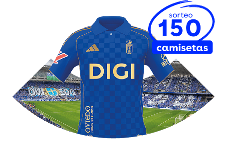 Contrata DIGI TV y participa en el sorteo de 150 camisetas oficiales del Real Oviedo. Para participar en el sorteo de la camiseta oficial de la primera equipación del Real Oviedo, es necesario contratar DIGI TV y rellenar el formulario.